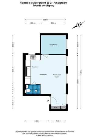 Floor plan - Plantage Muidergracht 69-2, 1018 TM Amsterdam 